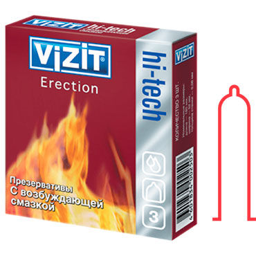 Vizit Hi-Tech Erection - Презервативы с возбуждающей смазкой - купить в секс шопе