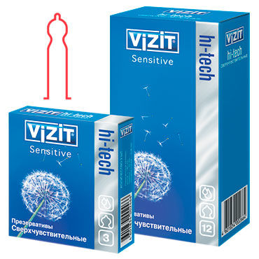 Vizit Hi-Tech Sensitive - Презервативы особой анатомической формы - купить в секс шопе