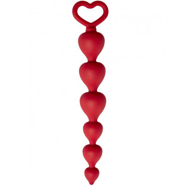 Le Frivole Core Heart Ray, красная, Анальная цепочка из силикона