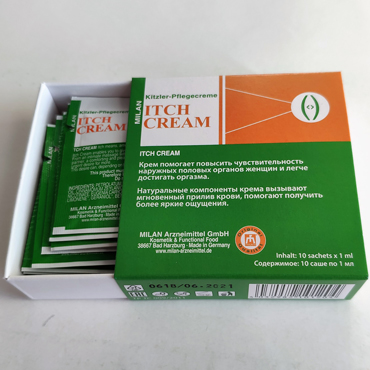 Milan Itch Cream, 10 шт по 1 мл, Стимулирующий крем для женщин
