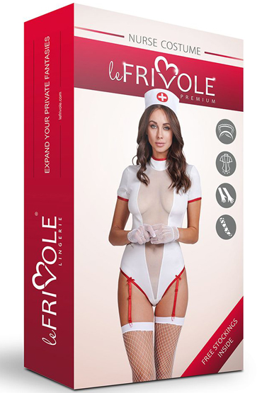 Le Frivole Premium Костюм личной медсестры, бело-красный - подробные фото в секс шопе Condom-Shop