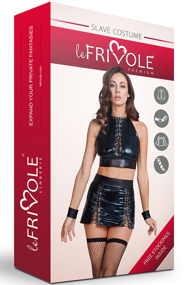 Le Frivole Premium Костюм рабыни, черный, В комплекте: топ, юбка, манжеты, чулки и другие товары Le Frivole с фото