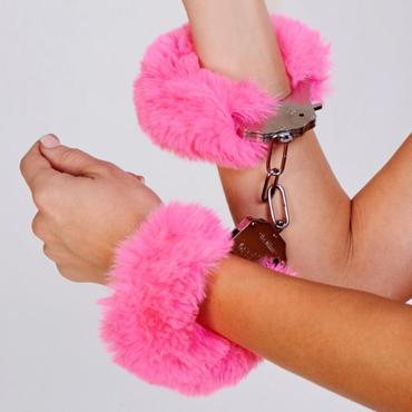 Le Frivole Be Mine Шикарные наручники с пушистым красным мехом, розовые