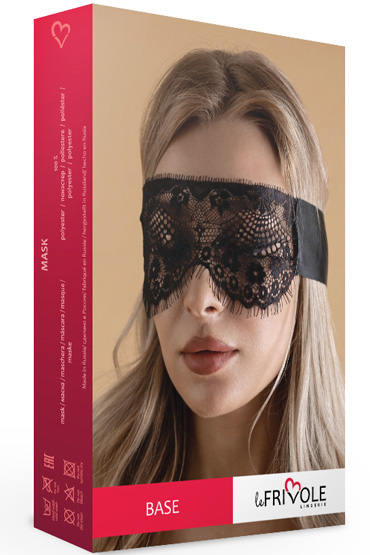 Le Frivole Base Кружевная маска с ресничками, черная - С широкими атласными завязками - купить в секс шопе
