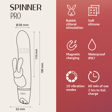 Вибратор-кролик Spinner Pro Sensora, С функцией ротации и другие товары Le Frivole с фото