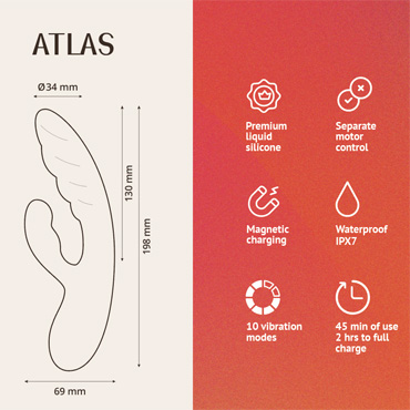 Вибратор-кролик Atlas Sensora, Рельефный, с двумя моторами и другие товары Le Frivole с фото
