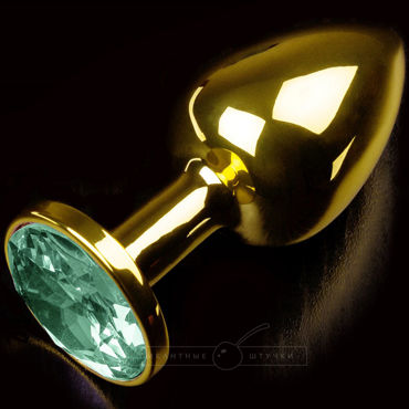Пикантные штучки Маленькая анальная пробка, золотистая, С изумрудным кристаллом