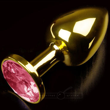 Пикантные штучки Маленькая анальная пробка, золотистая, С рубиновым кристаллом
