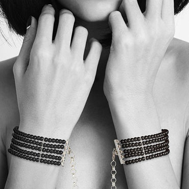 Bijoux Indiscrets Plaisir Nacre, черные - Дизайнерские наручники - купить в секс шопе