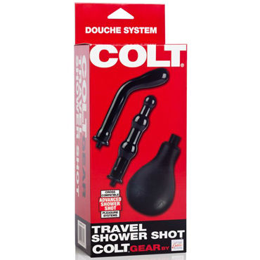 California Exotic Colt Travel Shower Shot, черный - Анальный душ с насадками - купить в секс шопе