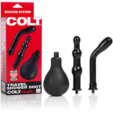 California Exotic Colt Travel Shower Shot, черный, Анальный душ с насадками