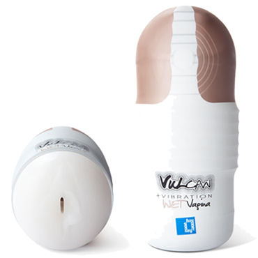 Topco Vulcan Love Skin Masturbator Wet Vagina Vibe, белый, Влажная вагина с вибрацией