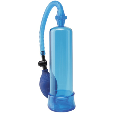 Pipedream Beginners Power Pump, голубая, Прозрачная помпа с грушей