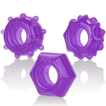 California Exotic Reversible Ring Set, фиолетовый, Набор из 3 эрекционных колец