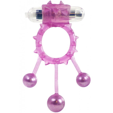 Linx Ball Banger Cock Ring, фиолетовое, Эрекционное кольцо с шариками и вибрацией