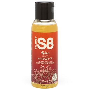 Stimul8 Massage Oil Relax Green Tea & Lilac Blossom, 50 мл, Массажное масло, Зеленый чай и цветы сирени