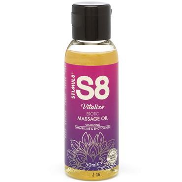 Stimul8 Massage Oil Vitalize Omani Lime & Spicy Ginger, 50 мл, Массажное масло, Оманский лайм и пряный имбирь