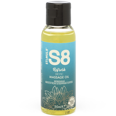 Stimul8 Massage Oil Refresh French Plum & Egyptian Cotton, 50 мл, Массажное масло, Французская слива и египетский хлопок