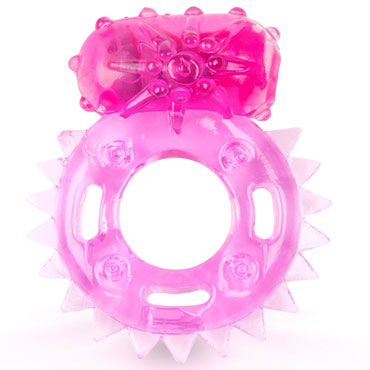 Brazzers Эрекционное кольцо c вибрацией в виде солнца, розовое, Со стимулирующим рельефом
