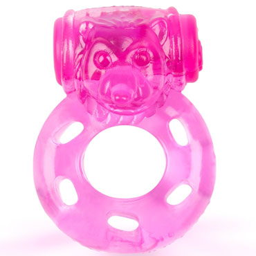 Brazzers Эрекционное кольцо c мордочкой и вибрацией, розовое, Со стимулирующей мордочкой
