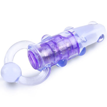 Brazzers Кольцо с шариком и клиторальным стимулятором, фиолетовое, С рельефом в виде шариков