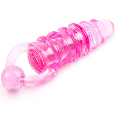 Brazzers Кольцо с шариком и клиторальным стимулятором, розовое, С ребристым рельефом