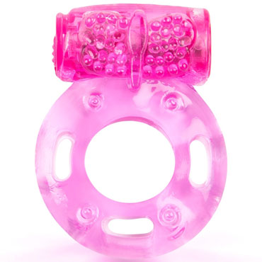 Brazzers Эрекционное кольцо с бабочкой и вибрацией, розовое, Для усиления ощущений