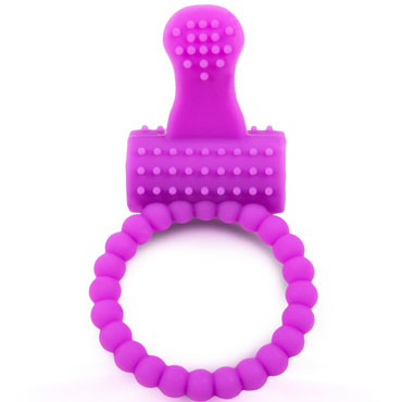Brazzers Рельефное эрекционное кольцо с клиторальным отростком, фиолетовое, Для усиления ощущений