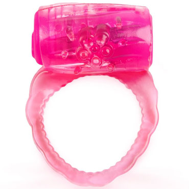 Brazzers Эрекционное кольцо с цветком и вибрацией, розовое, Для усиления ощущений