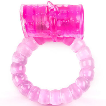 Brazzers Эрекционное кольцо с шипиками и вибрацией, розовое, Для усиления ощущений