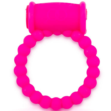 Brazzers Эрекционное кольцо из шариков с вибрацией, розовое, Для усиления ощущений