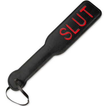 Пикантные штучки Шлёпалка Slut, черная, Для физического нанесения оскорблений