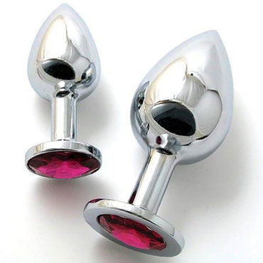 Butt Plug Silver Small, рубиновый, Малая анальная пробка, украшена кристаллом