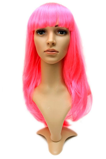 Courtney Wig, розовый, Прямые длинные волосы с челкой