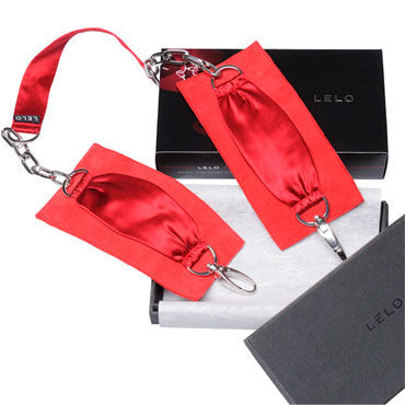 Lelo Sutra, красный, Шелковые наручники с цепочкой