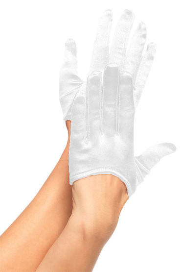 Leg Avenue перчатки, белые, Атласные, оригинального дизайна