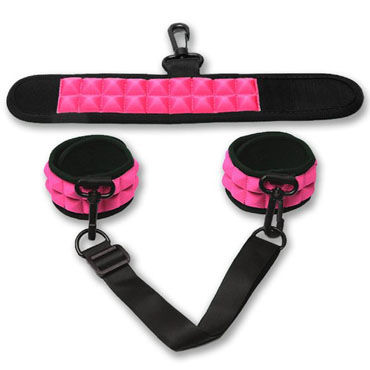 PicoBong Resist No Evil Cuffs, черно-розовый - Мягкие наручники на липучках - купить в секс шопе