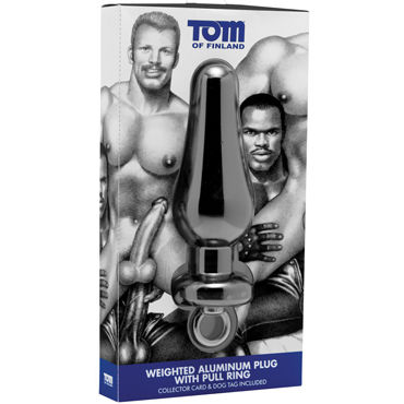 Tom of Finland Weighted Aluminum Plug With Pull Ring, серебристая - Анальная пробка с кольцом в основании - купить в секс шопе
