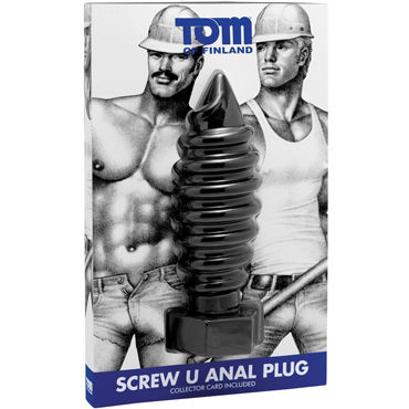 Tom of Finland Screw U Anal Plug, черная, Анальная пробка с ребрами и другие товары Tom of Finland с фото
