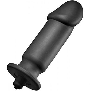 Tom of Finland XL Silicone Vibrating Anal Plug, черная, Анальная пробка с вибрацией в форме фаллоса