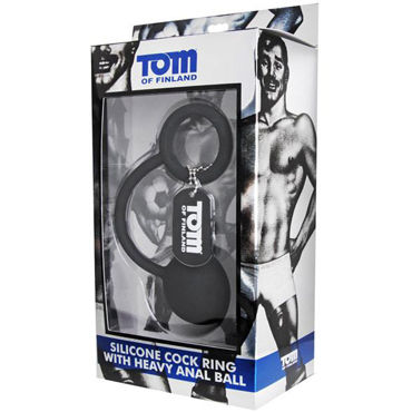Tom of Finland Silicone Cock Ring With Heavy Anal Ball, черный - фото, отзывы