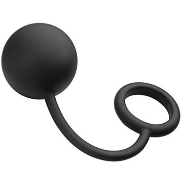 Tom of Finland Silicone Cock Ring With Heavy Anal Ball, черный, Анальный шарик с эрекционным кольцом