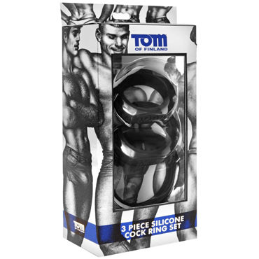 Tom of Finland 3 Piece Silicone Cock Ring Set, черный - фото, отзывы