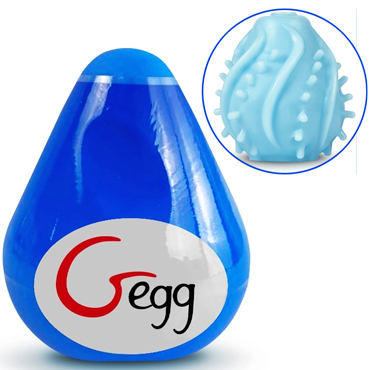 Gvibe Gegg, синее, Яйцо-мастурбатор с рельефом