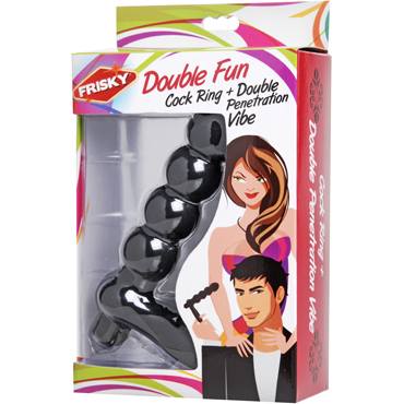 Новинка раздела Секс игрушки - XR Brands Double Fun Cock Ring with Double Penetration Vibe, черная