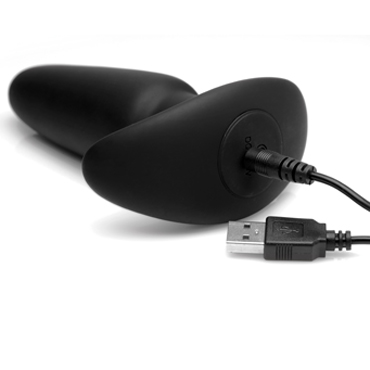 XR Brands Kinetic Thumping 7X Medium Anal Plug, черная - Анальная пробка с вибрацией на дистанционном управлении - купить в секс шопе