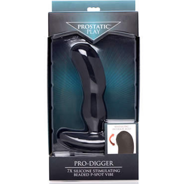 XR Brands Pro-Digger 7X Silicone Stimulating Beaded P-Spot Vibe, черный - подробные фото в секс шопе Condom-Shop