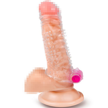 Brazzers Насадка с ребрышками и точками с вибрацией, прозрачная