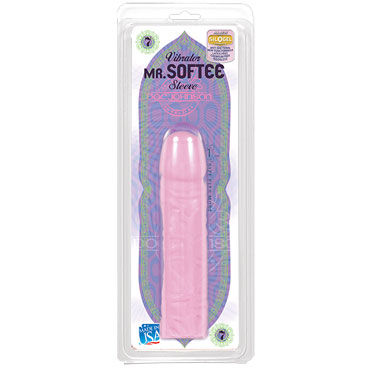 Doc Johnson Mr. Softtee Vibrator Sleeve, розовая - Реалистичная насадка для вибратора - купить в секс шопе