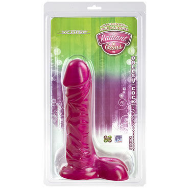 Doc Johnson Radiant Gems Ballsy Cock, темно-розовый - Реалистичный фаллоимитатор - купить в секс шопе